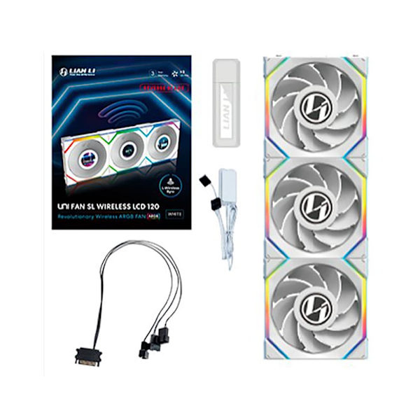 Lian Li Sl Wireless Lcd Reverse Blæser 120 Mm 3 Enheder Hvid