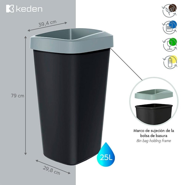 Keden Återvinningstunna Compacta Q 39x29x79 Cm 4 Enheter Flerfärgad