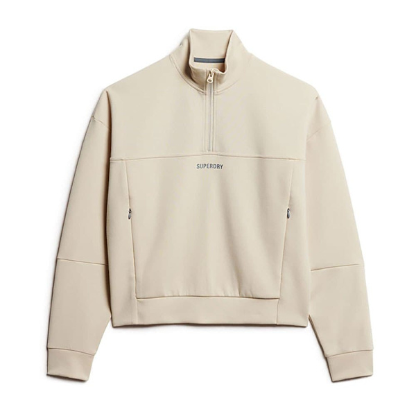 Superdry Sport Tech Relaxed Half Halv Lynlås Sweatshirt Beige M Kvinde