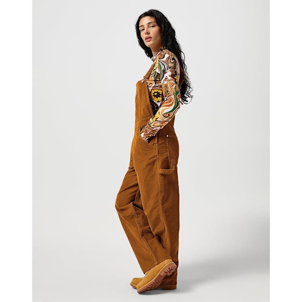 Wrangler Straight Leg Bib Overall Brun S Kvinna
