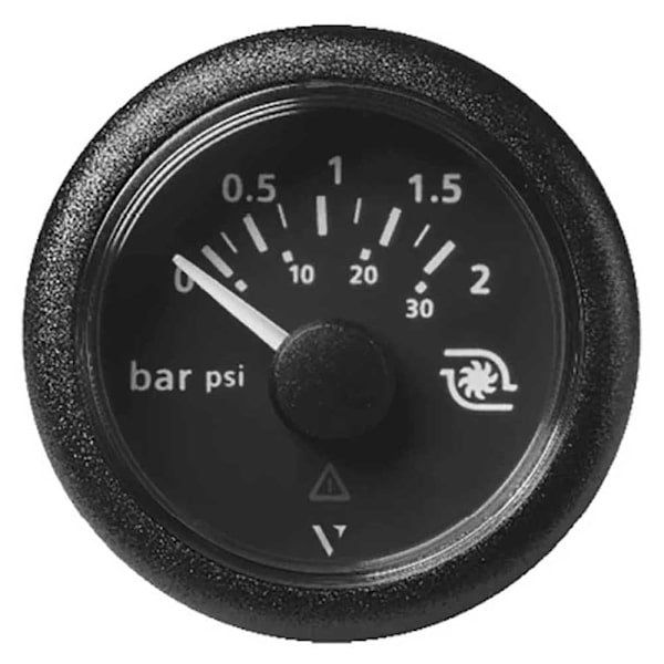 Vdo Dobbeltskala Turbotrykinstrument View Line 0-2bar 10-184ohm Søvfarvet 52 mm