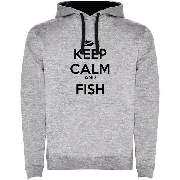 Kruskis To-farvet Hættetrøje Keep Calm And Fish Grå 2XL Mand