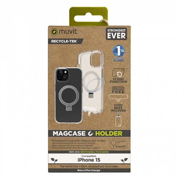 Muvit For Change Med Stöd För Iphone Recycletek Magsafe 15 Fall Durchsichtig