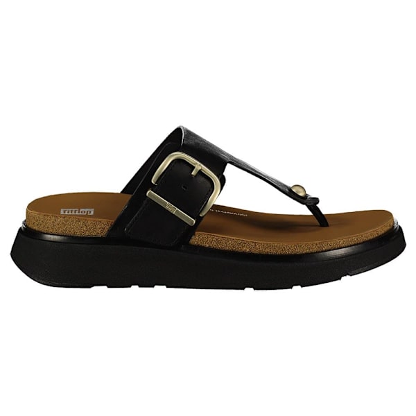 Fitflop Slides Buckle Leather Toe-post Svart EU 40 Kvinna