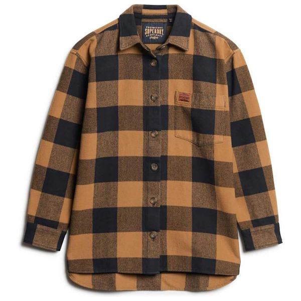Superdry Pitkähihainen Paita Check Ruskea S Nainen