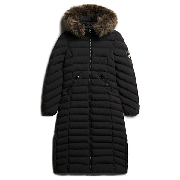 Superdry Fuji Faux Fur Longline Takki Musta XS Nainen