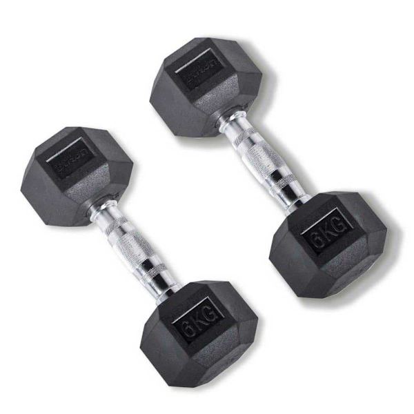 Olive Rubber Hex 6kg Pair Svart,Silver 6 kg