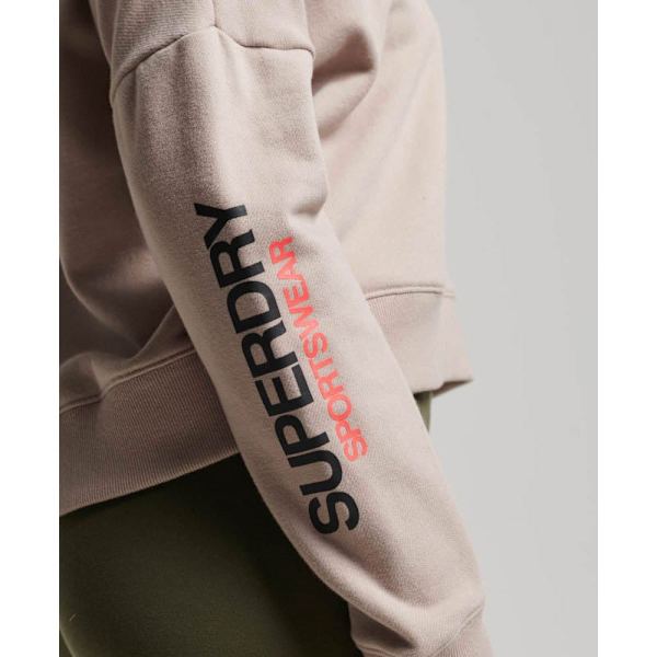 Superdry Luvtröja Sportswear Logo Boxy Beige S Kvinna