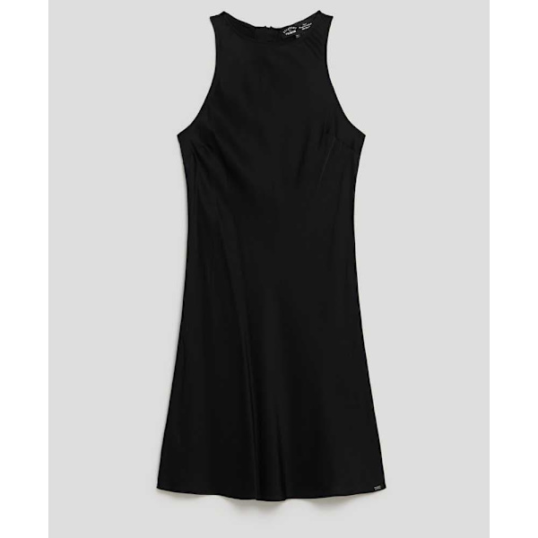 Superdry Kort Kjole Uden ærmer Satin Racer Sort XS Kvinde