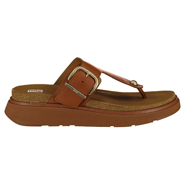 Fitflop Slides Buckle Leather Toe-post Brun EU 38 Kvinna