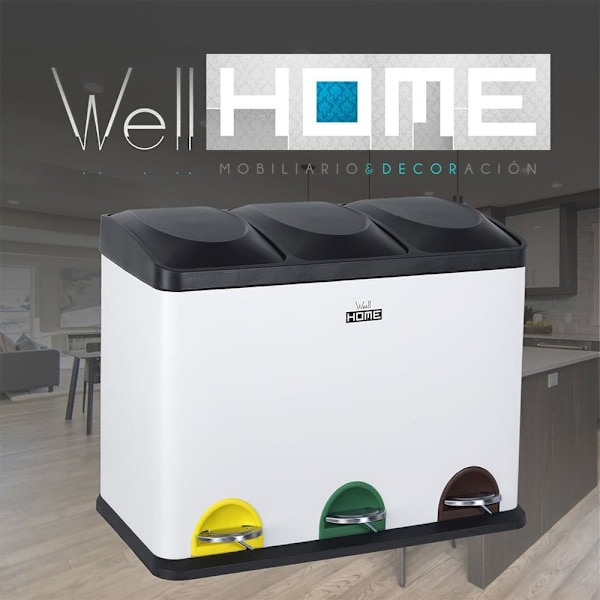 Wellhome Kierrätys Astia 45l 3 Yksiköitä Hopeinen