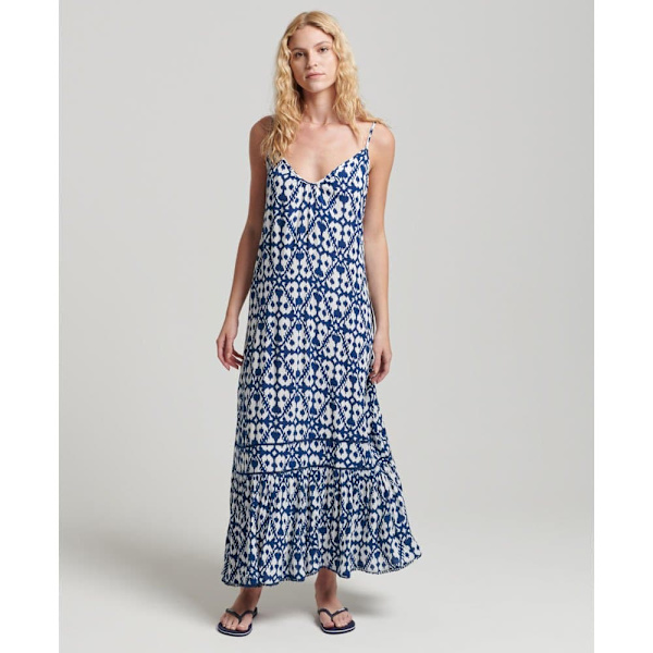 Superdry Kjole Vintage Long Beach Cami Blå L Kvinde