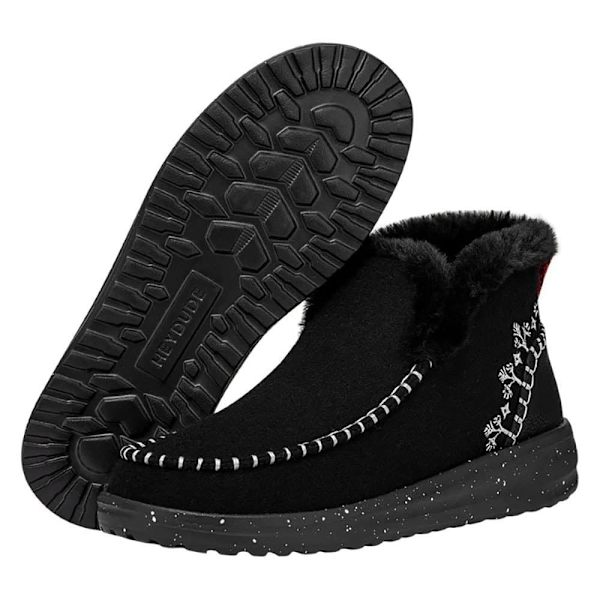 Hey Dude Denny Wool Faux Shearling Sko Sort EU 37 Kvinde