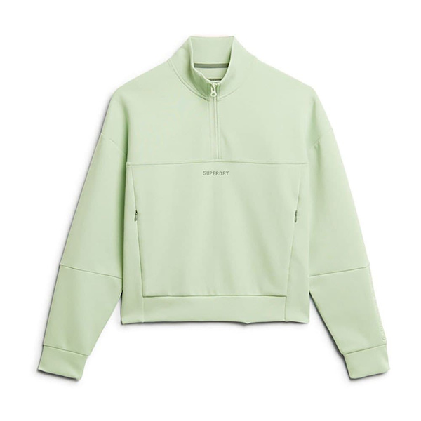 Superdry Sport Tech Relaxed Half Halv Lynlås Sweatshirt Grøn L Kvinde