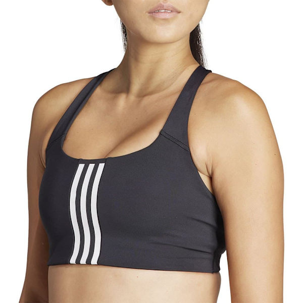 Adidas Stripes Sport-bh Medium Support Powerimpact 3 Svart L / AB Kvinna