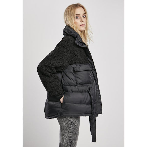 Urban Classics Jakke Sherpa Mix Puffer Sort XS Kvinde