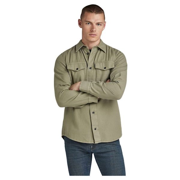 G-star Lang ærmet Skjorte Marine Beige L Mand