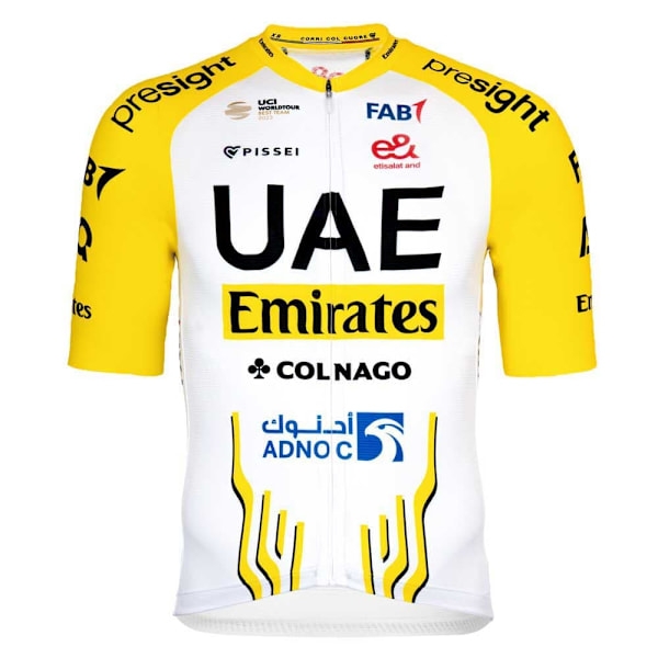 Pissei Uae Team Emirates - Tour De France 2024 Replica Lyhythihainen Pyöräilypaita Keltainen M Mies