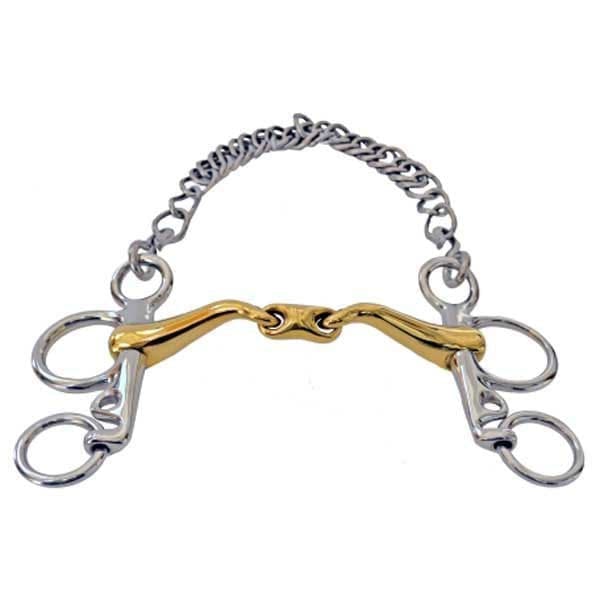 Sefton Guld Pelham Embouchure Cyprium 45 Dobbelt Dele Kort Ben Bit Gylden 13.5 cm