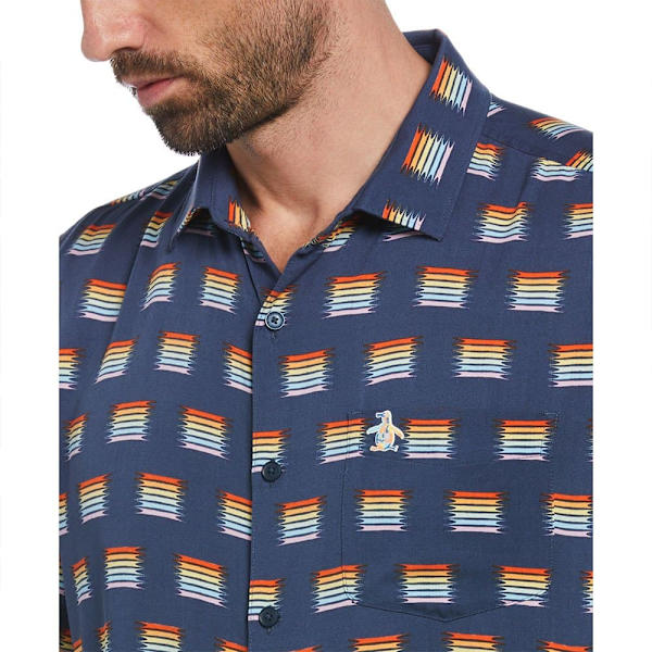 Original Penguin Ev Rainbow Stripe Kortærmet Skjorte Flerfarvet L Mand