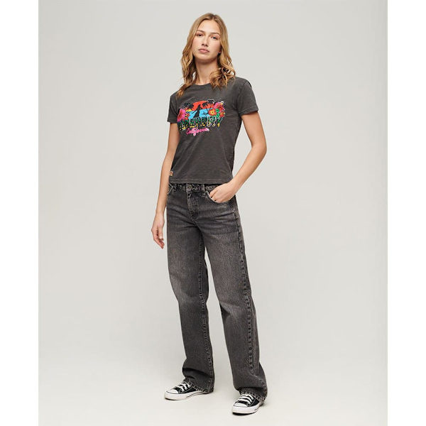 Superdry Cali Sticker Fitted T-shirt Med Korta ärmar Brun 2XS Kvinna