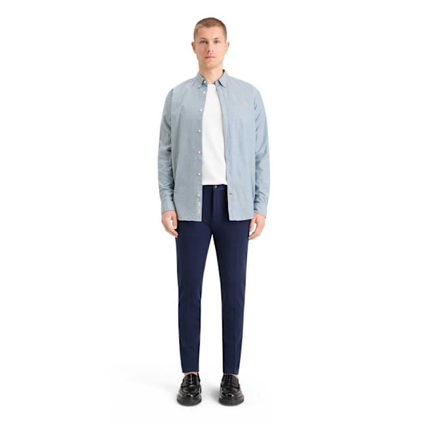 Scotch & Soda Essential Oxford Solid Skjorte Med Lange ærmer Blå M Mand