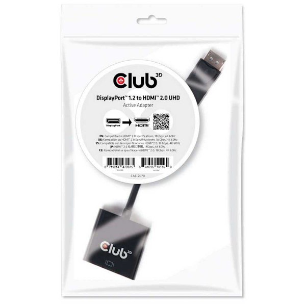 Club-3d Displayport Til Hdmi-adapter Cac2070 Sort