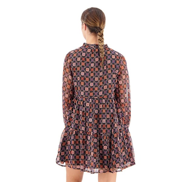 Superdry Langærmet Kort Kjole Tiered Brun M Kvinde