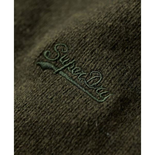 Superdry Essential Embroidered Henley Halv Lynlås Sweater Grøn XL Mand