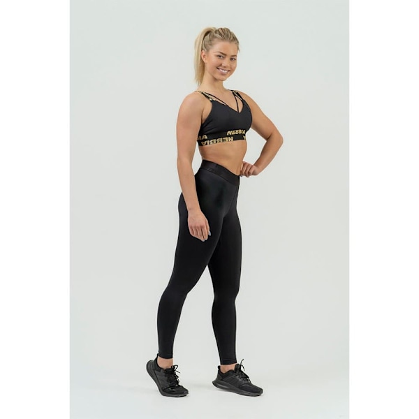 Nebbia Sports Top Høj Support Padded Intense Iconic Gold Sort XS Kvinde