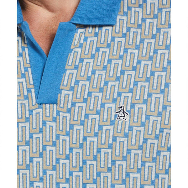 Original Penguin Ao Geo Jacquard Johnny Collar Kortärmad Polotröja Flerfärgad M Man