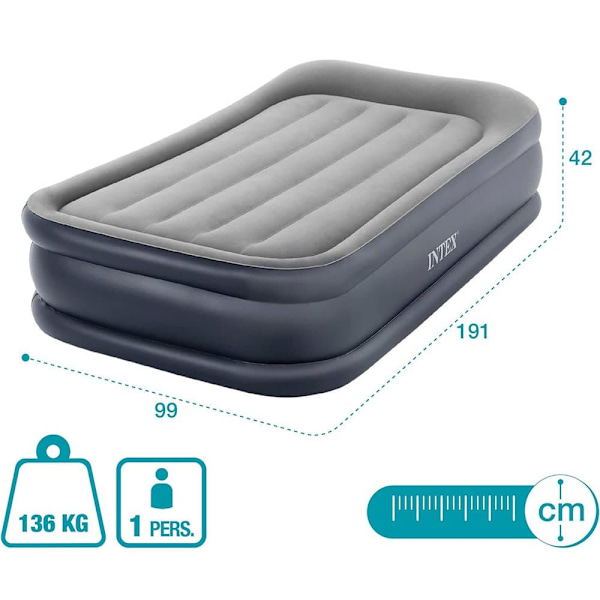 Intex Air Bed Dura-beam Basic Deluxe Twin  99x191x42 cm