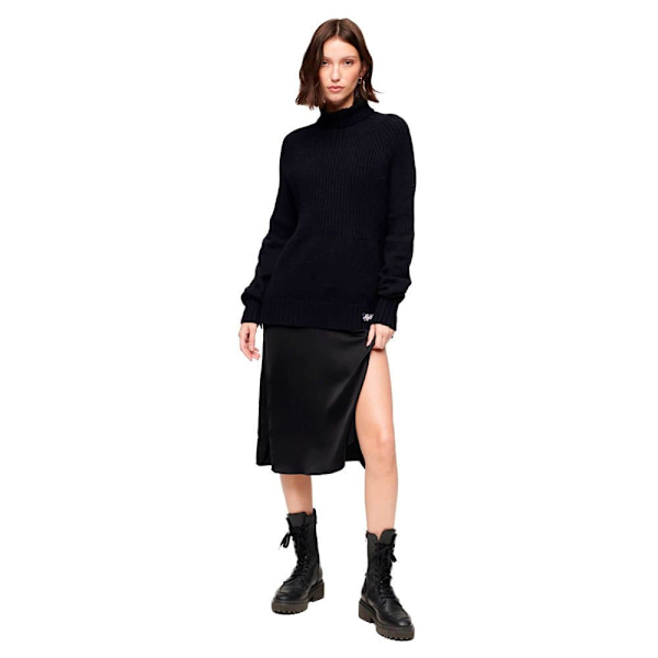Superdry Besætning Hals Sweater Essential Rib Sort M Kvinde