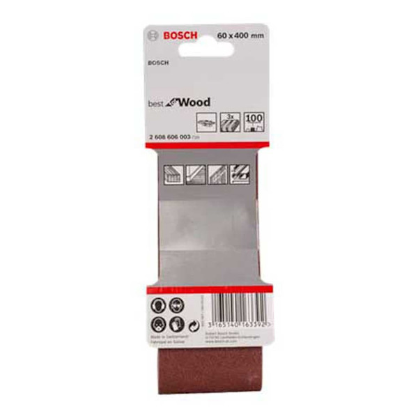 Bosch Professional Træsandpapirsbånd 100x610 Gr 80 10 Enheder Rød