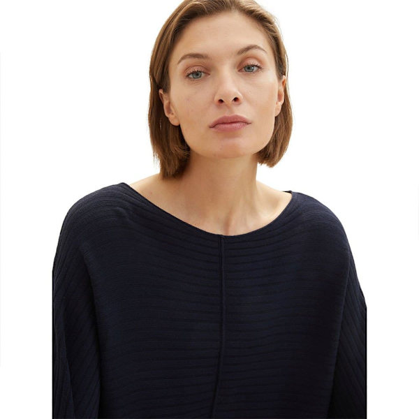 Tom Tailor Sweater 1037737 Knit Structured Batwing Blå L Kvinde