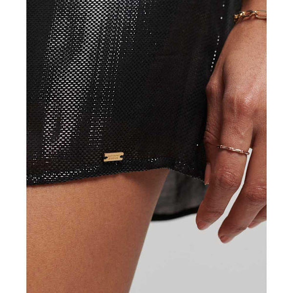 Superdry Langærmet Kort Kjole Studios Sparkle Sort XS Kvinde