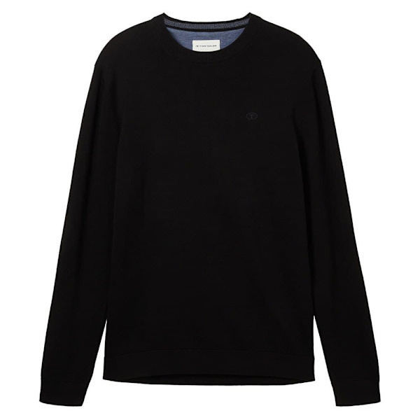Tom Tailor Besætning Hals Sweater 1038426 Basic Knit Sort XL Mand