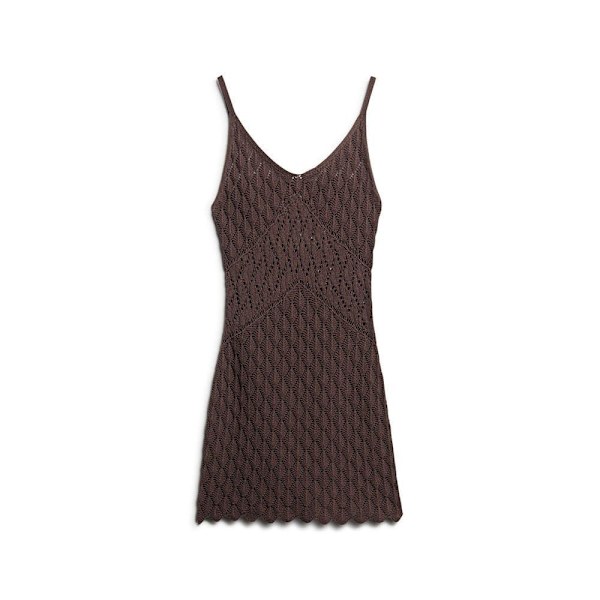 Superdry Crochet Cami ärmlös Kort Klänning Brun S Kvinna