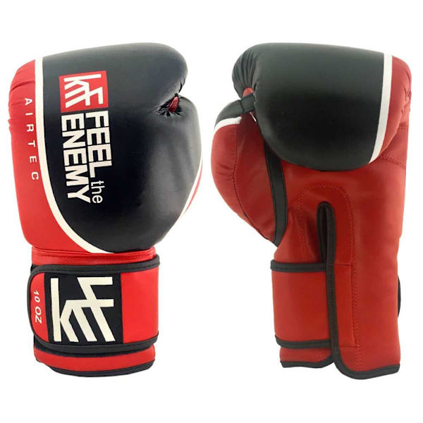Krf Feel The Enemy Boksehandsker I Læder Airtec Rød,Sort 14 oz
