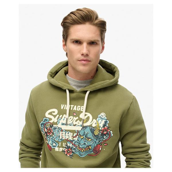 Superdry Tokyo Vl Graphic Huvtröja Grönt XL Man