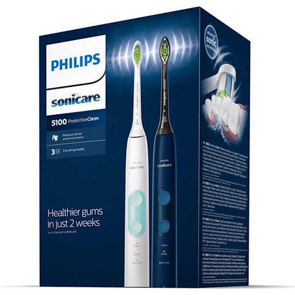 Philips Elektrisk Tandbørste Sonicare Protectiveclean 5100 2 Enheder Transparent