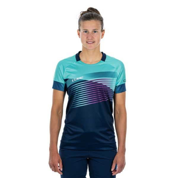 Cube Lyhythihainen Enduropaita Teamline Sininen 2XL Nainen