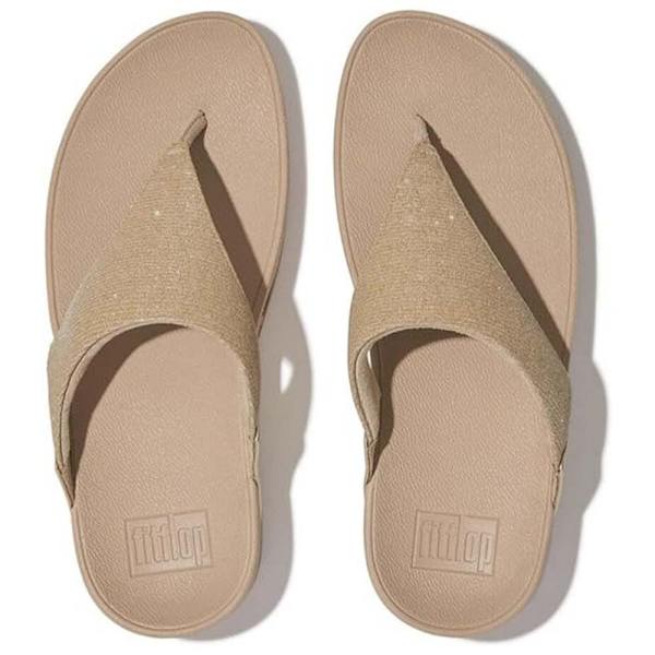 Fitflop Slides Lulu Shimmerlux Toe-post Beige EU 36 Kvinna