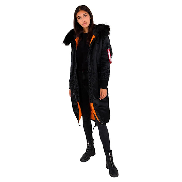 Alpha Industries Jakke Long Fishtail Sort S Kvinde