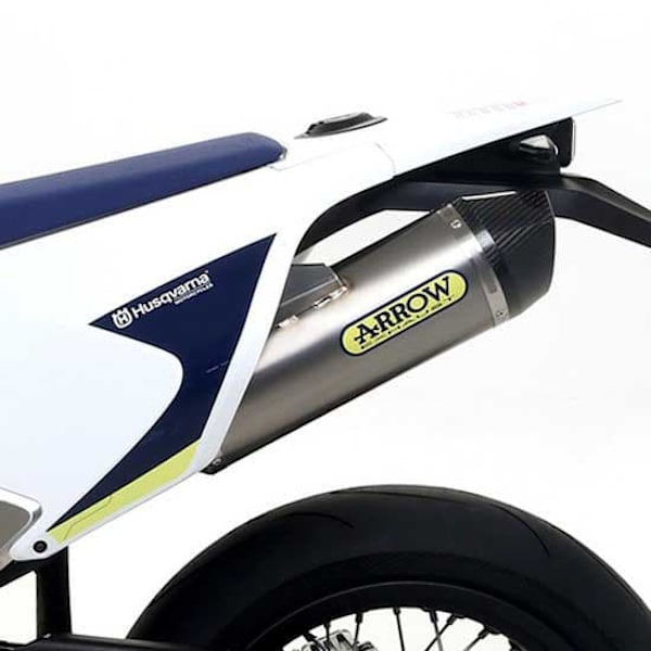 Arrow Mörkt Aluminium Med ändlock I Kol Husqvarna Race-tech 701 Enduro/supermoto ´17-23 Ljuddämpare Silver