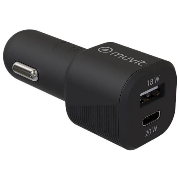 Muvit For Change Biloplader Usb Qc 3.0 18w+ 1 Usb-c Pd 20w Sort