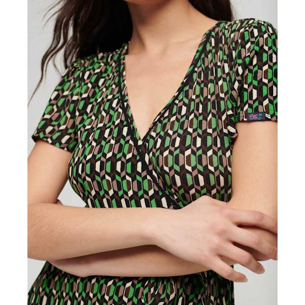 Superdry Vintage Mini Wrap Klänning Grönt XS Kvinna