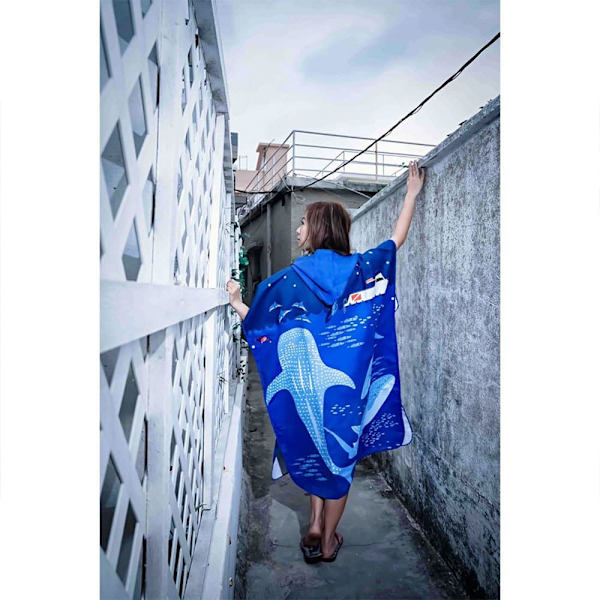 Oceanarium Whale Shark Cloak Changing Robe Sininen