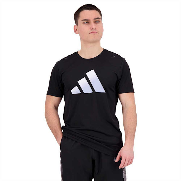 Adidas Kortærmet T-shirt Run Icons 3 Bar Sort M Mand