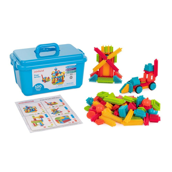 Miniland Pey Bricks 100 Enheder Flerfarvet